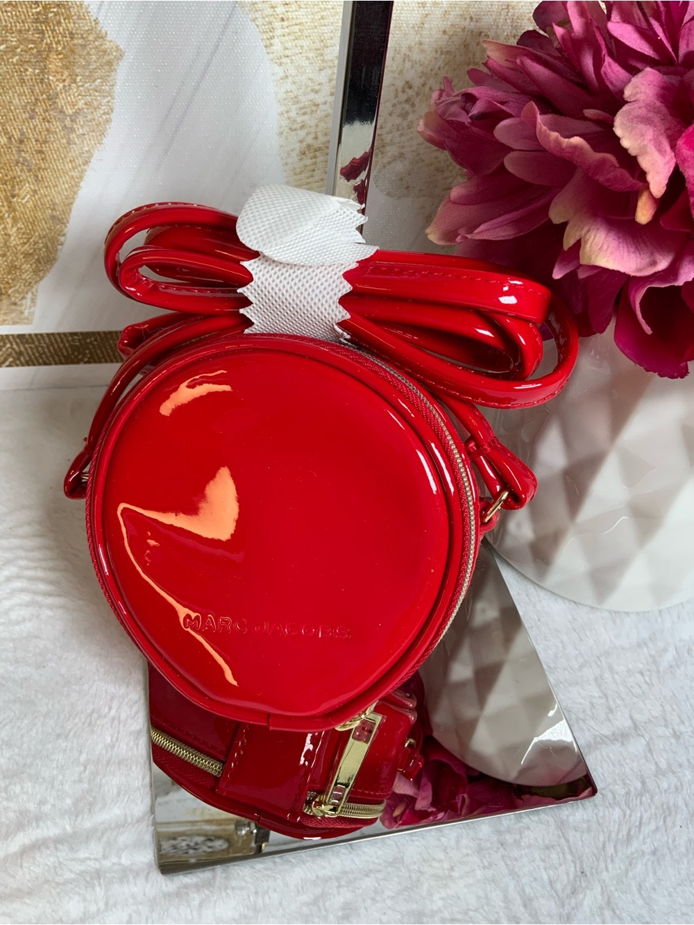 Marc Jacobs Glossy Red Patent Round Mini Crossbody